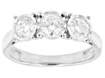 White Lab-Grown Diamond G-H SI 10K White Gold 3-Stone Ring 1.00ctw