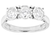 White Lab-Grown Diamond G-H SI 10K White Gold 3-Stone Ring 1.00ctw