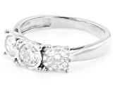 White Lab-Grown Diamond G-H SI 10K White Gold 3-Stone Ring 1.00ctw