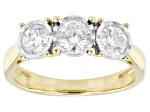 White Lab-Grown Diamond G-H SI 10K Yellow Gold 3-Stone Ring 1.00ctw
