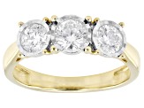 White Lab-Grown Diamond G-H SI 10K Yellow Gold 3-Stone Ring 1.00ctw