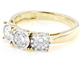 White Lab-Grown Diamond G-H SI 10K Yellow Gold 3-Stone Ring 1.00ctw