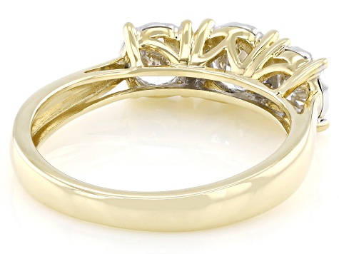 White Lab-Grown Diamond G-H SI 10K Yellow Gold 3-Stone Ring 1.00ctw
