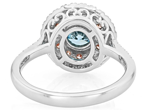 Blue, Pink and White Lab-Grown Diamond 10K White Gold Halo Ring 1.40ctw