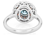Blue, Pink and White Lab-Grown Diamond 10K White Gold Halo Ring 1.40ctw