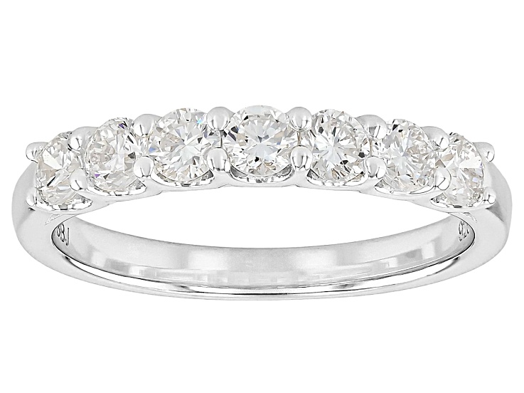 White Lab-Grown Diamond H SI Rhodium Over Sterling Silver Band Ring 0.60ctw