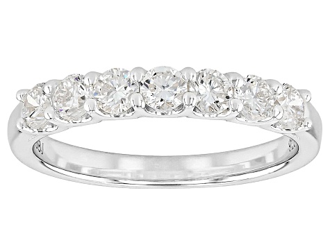 White Lab-Grown Diamond H SI Rhodium Over Sterling Silver Band Ring 0.60ctw