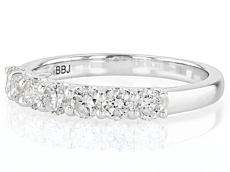 White Lab-Grown Diamond H SI Rhodium Over Sterling Silver Band Ring 0.60ctw