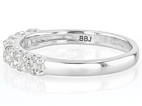 White Lab-Grown Diamond H SI Rhodium Over Sterling Silver Band Ring 0.60ctw