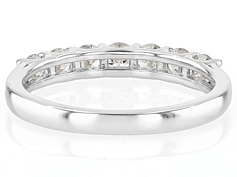 White Lab-Grown Diamond H SI Rhodium Over Sterling Silver Band Ring 0.60ctw