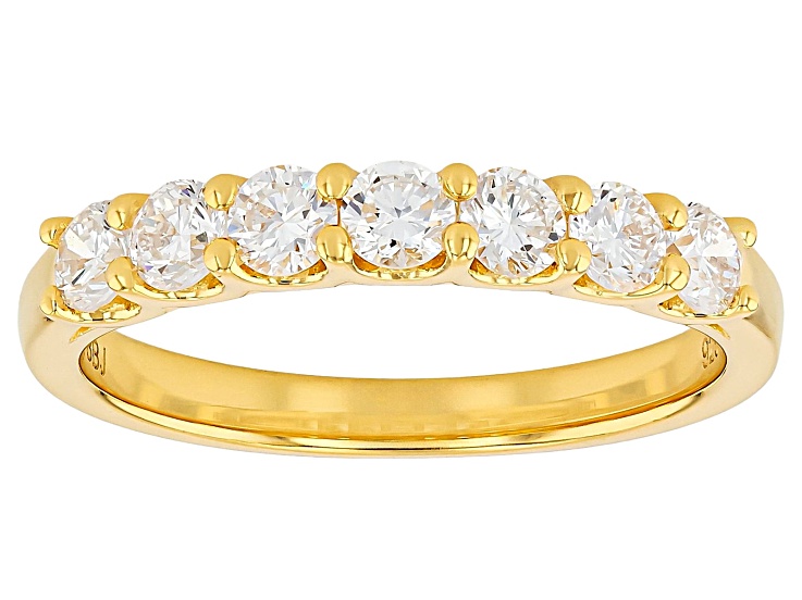 White Lab-Grown Diamond H SI 14K Yellow Gold Over Sterling Silver Band Ring 0.60ctw