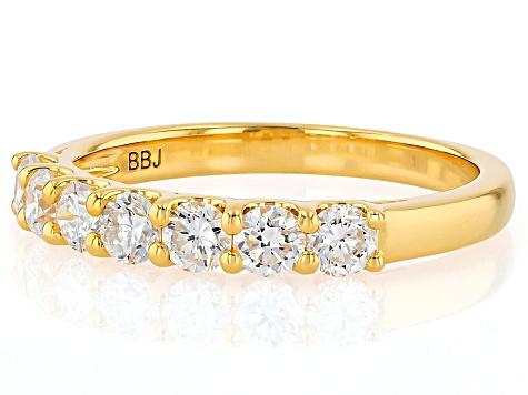 White Lab-Grown Diamond H SI 14K Yellow Gold Over Sterling Silver Band Ring 0.60ctw