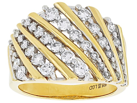 White Lab-Grown Diamond H SI 14K Yellow Gold Over Sterling Silver Ring 1.00ctw