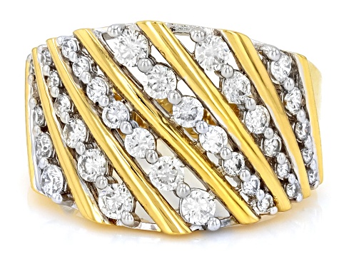 White Lab-Grown Diamond H SI 14K Yellow Gold Over Sterling Silver Ring 1.00ctw