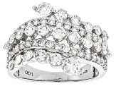 White Lab-Grown Diamond H SI Rhodium Over Sterling Silver Bypass Ring 2.00ctw