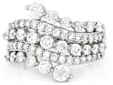 White Lab-Grown Diamond H SI Rhodium Over Sterling Silver Bypass Ring 2.00ctw