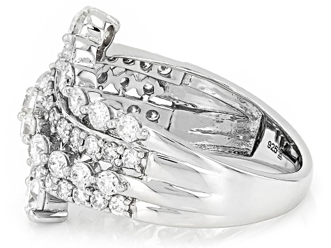 White Lab-Grown Diamond H SI Rhodium Over Sterling Silver Bypass Ring 2.00ctw