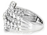 White Lab-Grown Diamond H SI Rhodium Over Sterling Silver Bypass Ring 2.00ctw