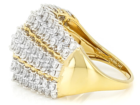 White Lab-Grown Diamond H SI 14K Yellow Gold Over Sterling Silver Ring 2.00ctw
