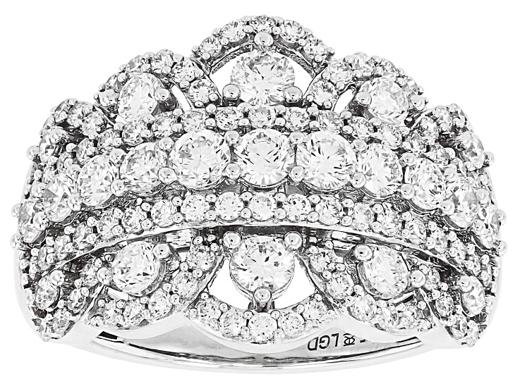 White Lab-Grown Diamond H SI Rhodium Over Sterling Silver Ring 2.00ctw