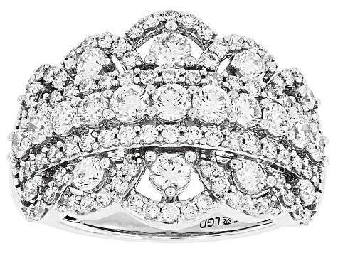 White Lab-Grown Diamond H SI Rhodium Over Sterling Silver Ring 2.00ctw