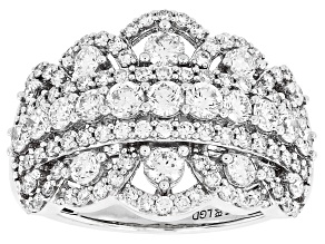 White Lab-Grown Diamond H SI Rhodium Over Sterling Silver Ring 2.00ctw