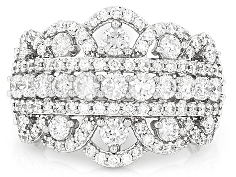 White Lab-Grown Diamond H SI Rhodium Over Sterling Silver Ring 2.00ctw