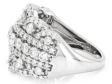 White Lab-Grown Diamond H SI Rhodium Over Sterling Silver Ring 2.00ctw