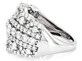 White Lab-Grown Diamond H SI Rhodium Over Sterling Silver Ring 2.00ctw