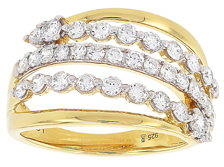 White Lab-Grown Diamond H SI 14K Yellow Gold Over Sterling Silver Ring 1.00ctw