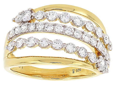 White Lab-Grown Diamond H SI 14K Yellow Gold Over Sterling Silver Ring 1.00ctw