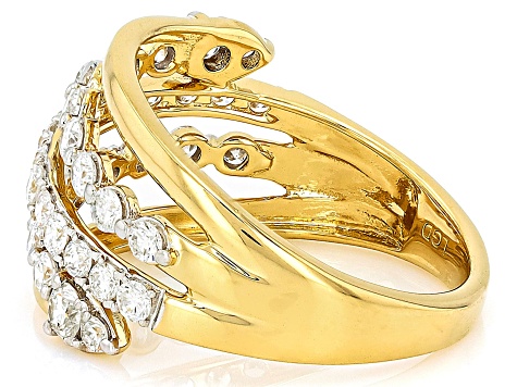 White Lab-Grown Diamond H SI 14K Yellow Gold Over Sterling Silver Ring 1.00ctw