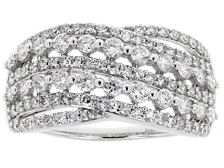 White Lab-Grown Diamond H SI 10K White Gold Crossover Ring 1.00ctw