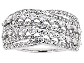 White Lab-Grown Diamond H SI 10K White Gold Crossover Ring 1.00ctw