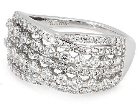White Lab-Grown Diamond H SI 10K White Gold Crossover Ring 1.00ctw