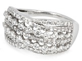 White Lab-Grown Diamond H SI 10K White Gold Crossover Ring 1.00ctw