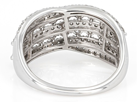 White Lab-Grown Diamond H SI 10K White Gold Crossover Ring 1.00ctw