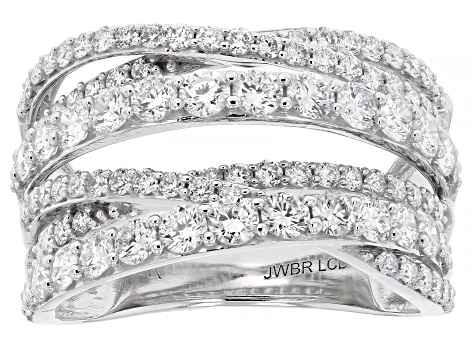 White Lab-Grown Diamond H SI 10K White Gold Crossover Ring 2.00ctw