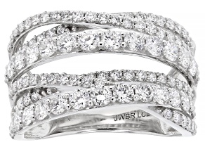 White Lab-Grown Diamond H SI 10K White Gold Crossover Ring 2.00ctw
