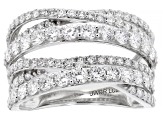 White Lab-Grown Diamond H SI 10K White Gold Crossover Ring 2.00ctw