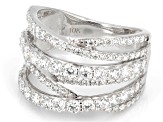 White Lab-Grown Diamond H SI 10K White Gold Crossover Ring 2.00ctw