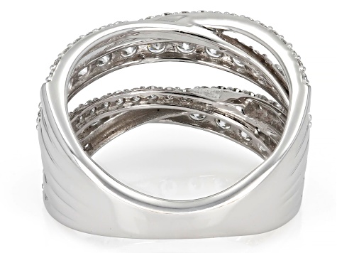 White Lab-Grown Diamond H SI 10K White Gold Crossover Ring 2.00ctw