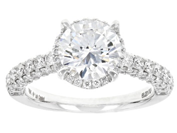 Picture of Round White Lab-Grown Diamond F VS2 18K White Gold Halo Ring 3.00ctw