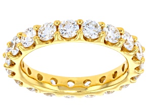Round White Lab-Grown Diamond F VS2 18K Yellow Gold Eternity Band Ring 3.00ctw