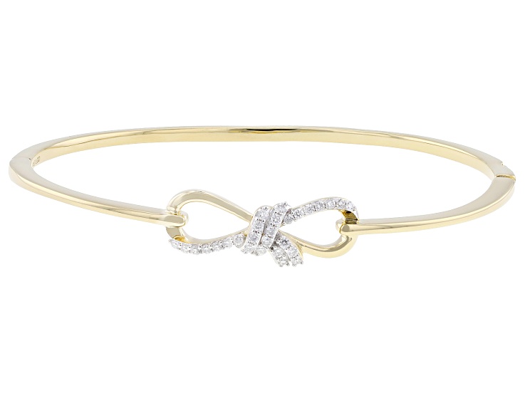 Round White Lab-Grown Diamond H SI 14K Yellow Gold Over Sterling Silver Bangle Bracelet 0.33ctw