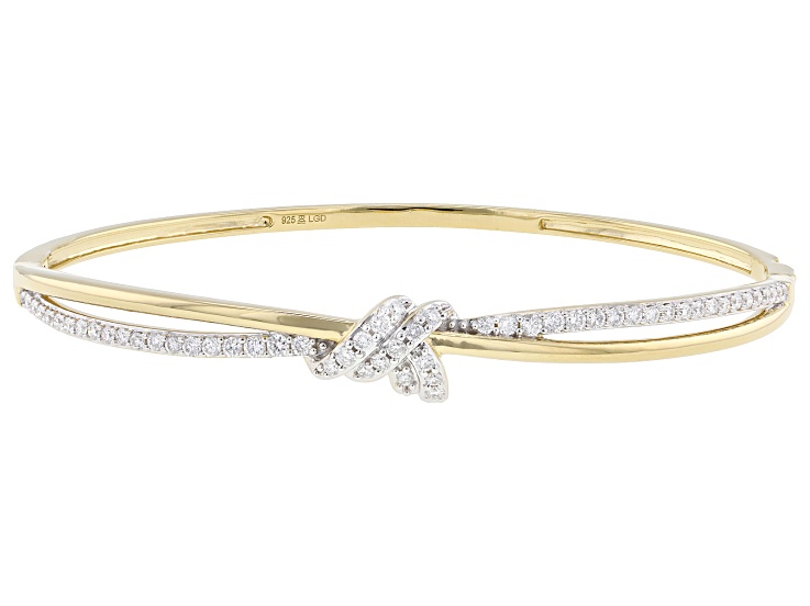 Round White Lab-Grown Diamond H SI 14K Yellow Gold Over Sterling Silver Bangle Bracelet 1.00ctw