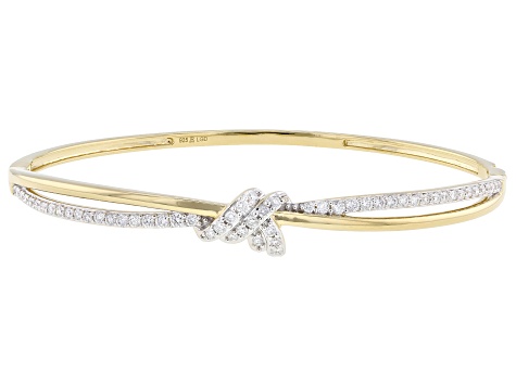Round White Lab-Grown Diamond H SI 14K Yellow Gold Over Sterling Silver Bangle Bracelet 1.00ctw