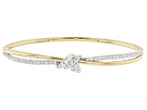 Round White Lab-Grown Diamond H SI 14K Yellow Gold Over Sterling Silver Bangle Bracelet 1.00ctw