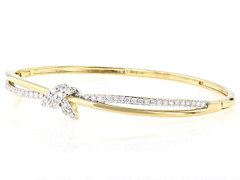 Round White Lab-Grown Diamond H SI 14K Yellow Gold Over Sterling Silver Bangle Bracelet 1.00ctw