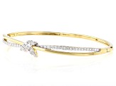 Round White Lab-Grown Diamond H SI 14K Yellow Gold Over Sterling Silver Bangle Bracelet 1.00ctw